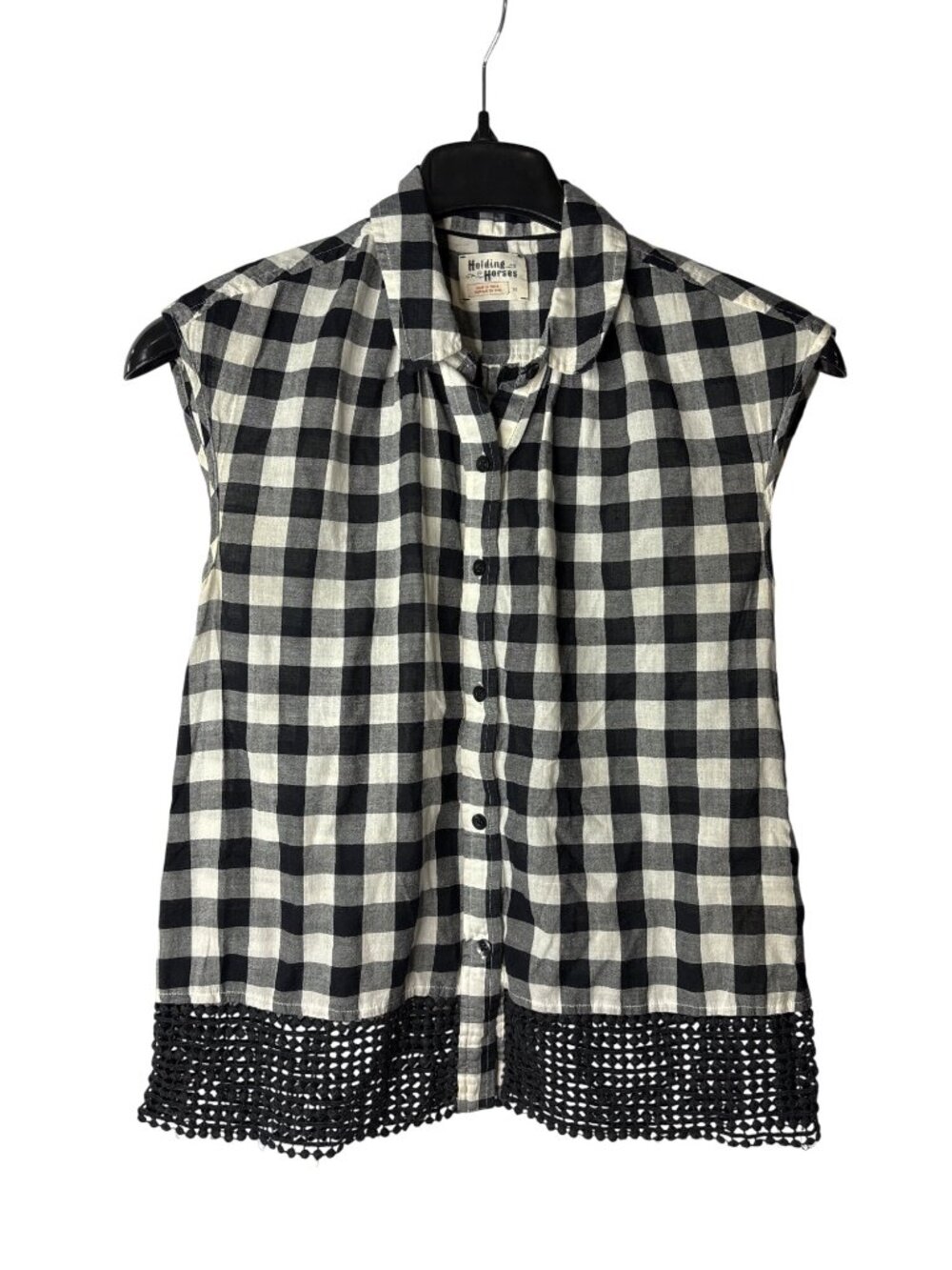 Anthropologie Holding Horses Nellie Button Front Gingham Top Size XS Cotton